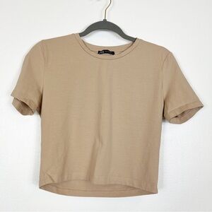 Zara Cropped Short Sleeve Tee Size Large